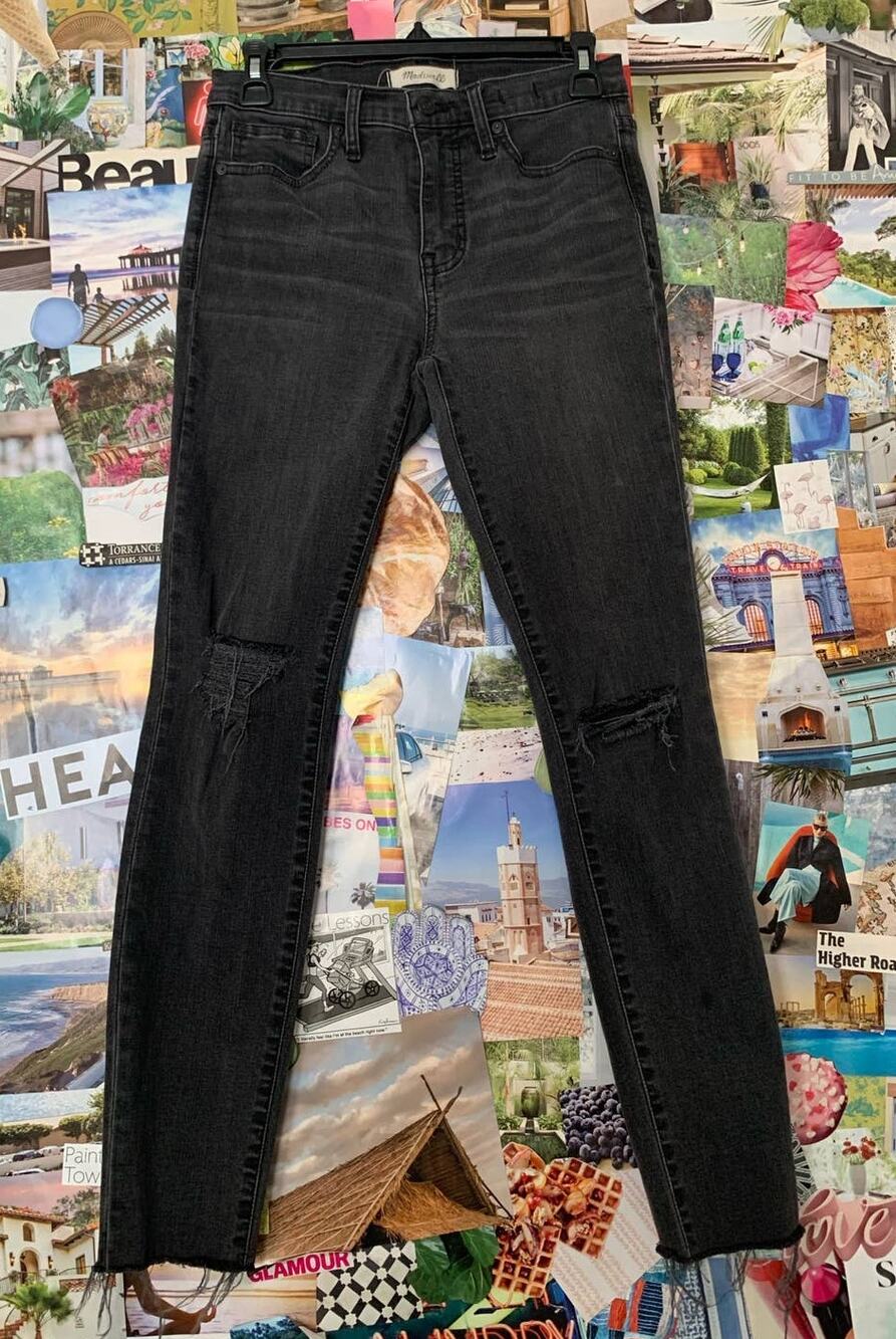 Black Sea Madewell 9 Mid Rise Raw Hem Skinny Jeans 26